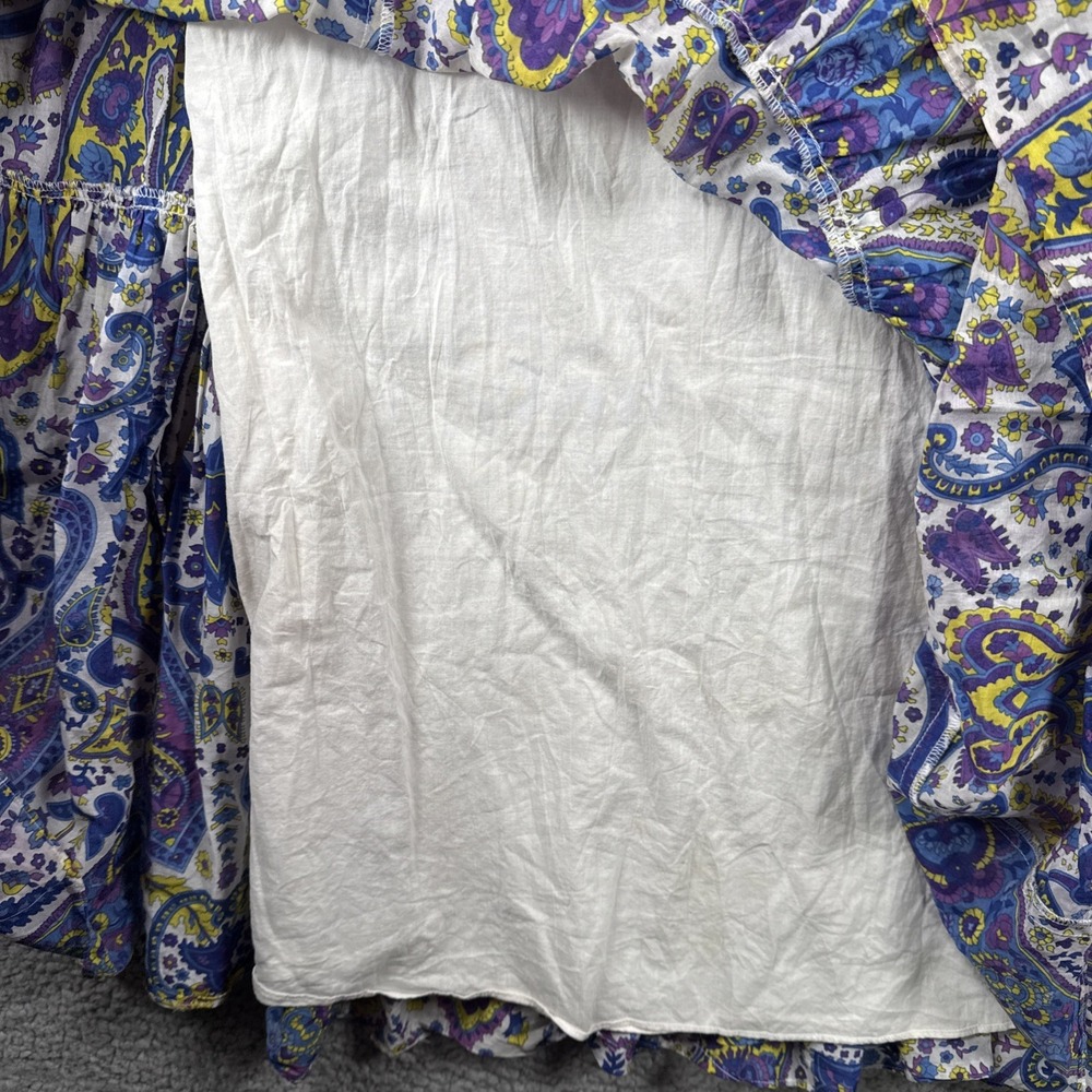 Lauren Ralph Lauren Maxi Dress Womens 8 Paisley Lined Tiered Silk Cotton Summer - Picture 6 of 14